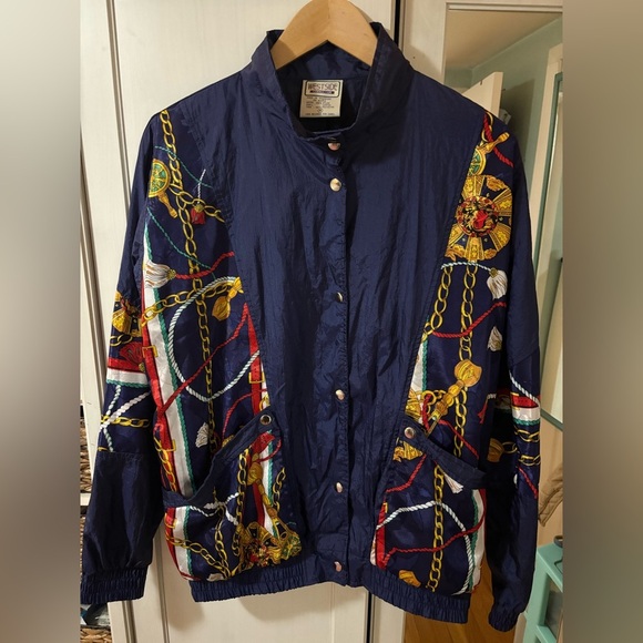 Vintage 1990s Windbreaker Nylon Navy Jacket Medium - Picture 2 of 9